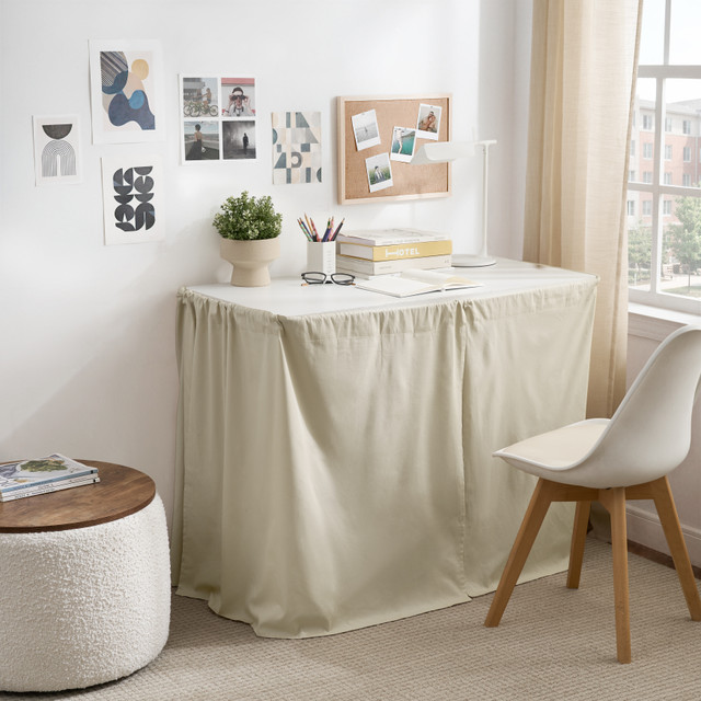 Cotton Dorm Bungee Desk Skirt - Sepia Beige