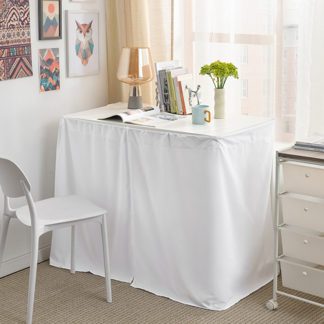 Cotton Dorm Bungee Desk Skirt - White