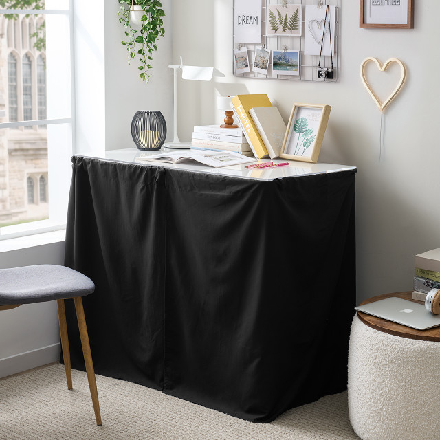 Microfiber Dorm Bungee Desk Skirt - Black