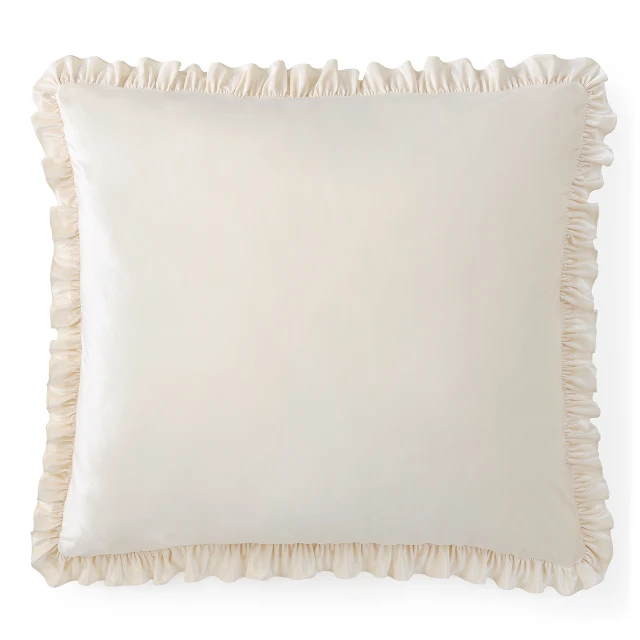 Rainha® Velvet Dutch Euro Pillow - With Ruffled Flange - Creamy Beige