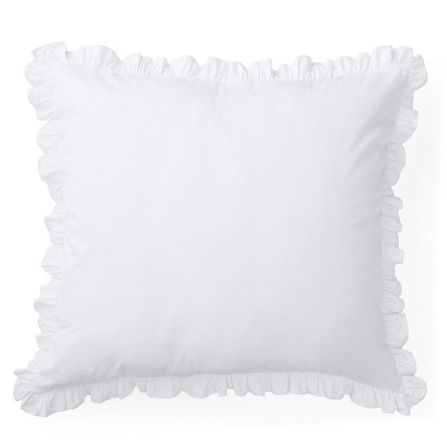 Rainha® Cotton Dutch Euro Pillow - With Ruffled Flange - White