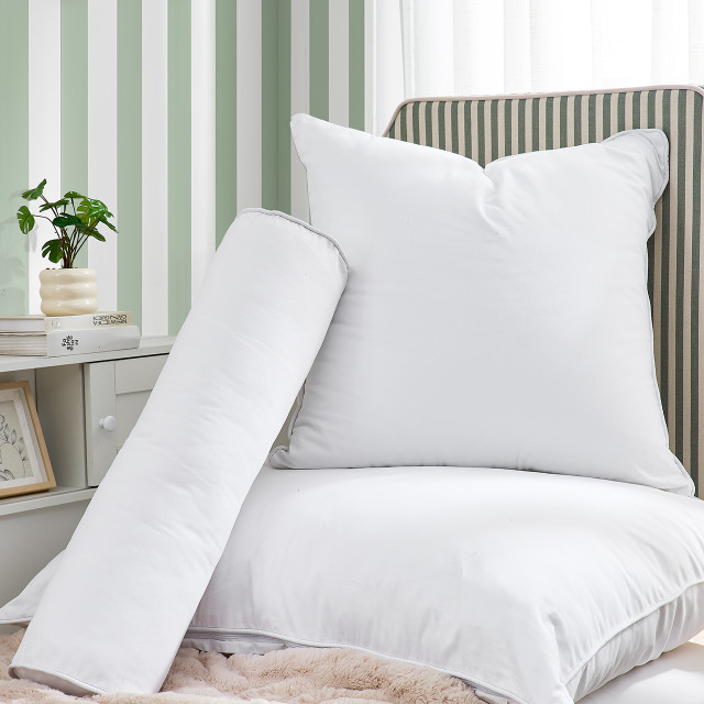 Rainha® Cotton Dutch, Euro & Bolster Pillow Set - White