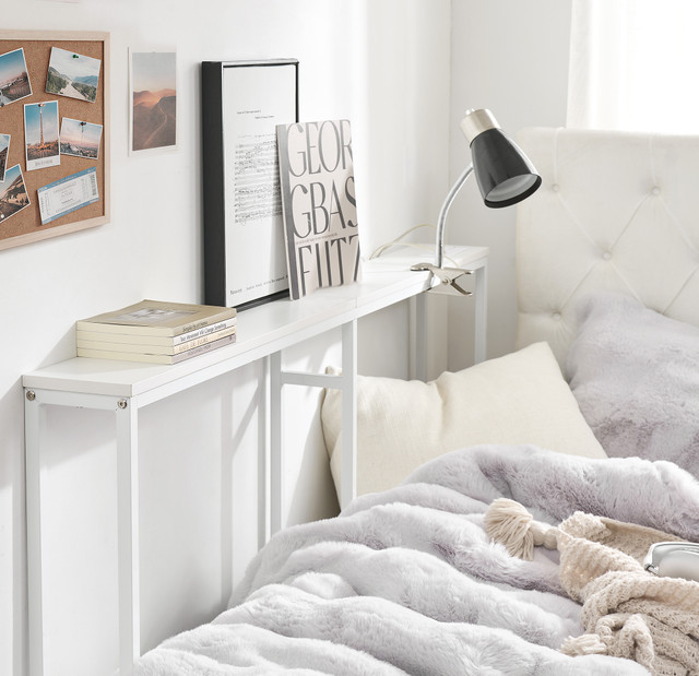 Suprima® Dorm Bedside Console - Single Shelf with Outlet - White