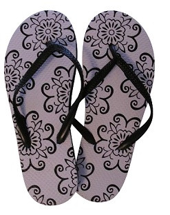 Black and White Flowers - Shower Sandal
