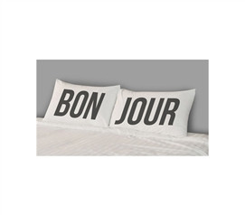 Brings Character To Dorm Bedding - College Pillowcases - Bon Jour (Set of 2) - Cool College Product
