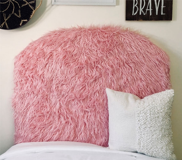Mongolian Fur Unique Dorm Room Headboard for Twin XL Bedding One of a Kind Furry Pink College Decor Mongolian Fur Unique Dorm Room Headboard for Twin XL Bedding One of a Kind Furry Pink College Decor