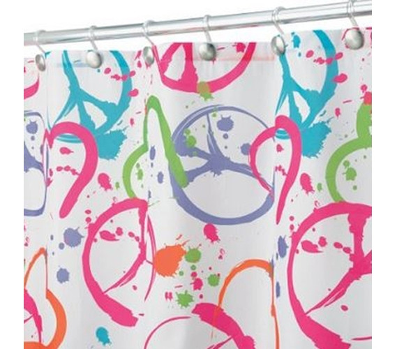 Groovy Peace And Hearts Shower Curtain