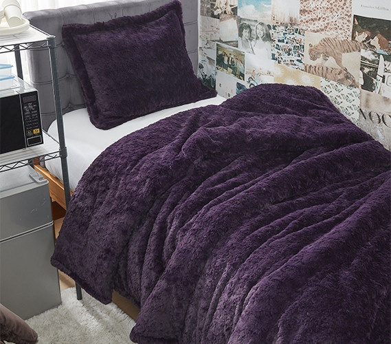 Extra Long Twin Comforter Set Dark Purple Dorm Room Decor Cozy College Bedding Essentials