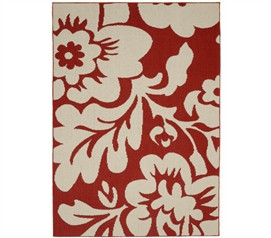 Floral Garden Dorm Rug - Coral and Ivory 5' x 7' Dorm Essentials Dorm Room Decorations Dorm Room Decor