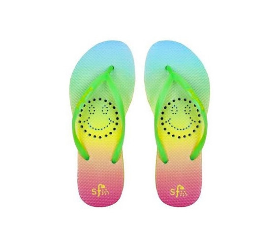 Showaflops - Women's Antimicrobial Shower Sandal - Rainbow Smile