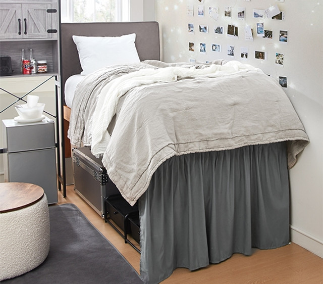 Dark Gray Dust Ruffle 30" Drop Bed Skirt Panel Twin Extra Long Dorm Bedding Accessories Dark Gray Dust Ruffle 30" Drop Bed Skirt Panel Twin Extra Long Dorm Bedding Accessories
