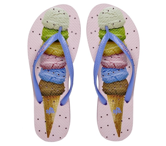 Showaflops - Women's Antimicrobial Shower Sandal - Ice Cream Cone Shower Shoes for College