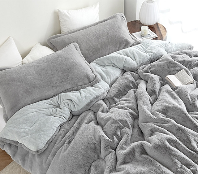 Gray Faux Fur Bedding College Essentials Extra Long Twin Comforter Set Neutral Dorm Decor Accessories Gray Faux Fur Bedding College Essentials Extra Long Twin Comforter Set Neutral Dorm Decor Accessories
