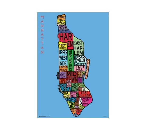 Manhattan Neighborhoods College Poster Wall Decorations for Dorms Must Have Dorm Items