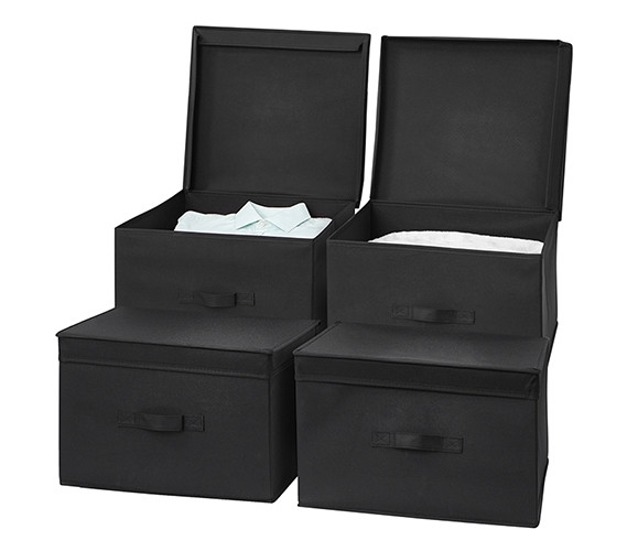 TUSK® Jumbo Storage Box 4-Pack - Black Dorm Decor - Space Saving