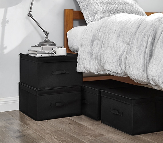 TUSK® Jumbo Storage Box 4-Pack - Black Dorm Decor - Space Saving