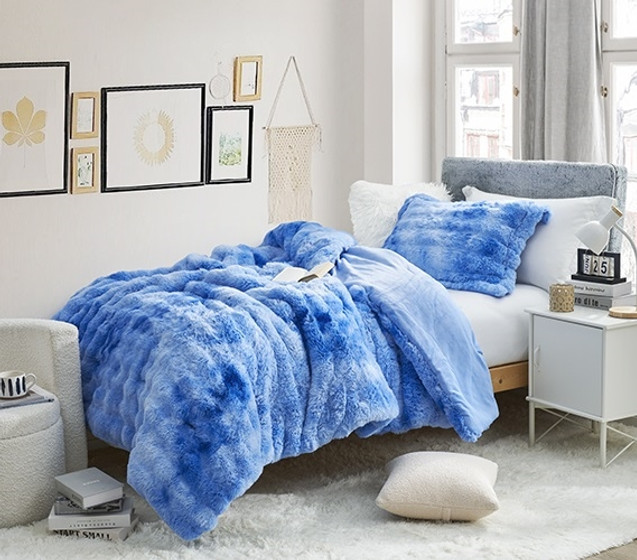 Luxury Twin XL Bedding High Quality Faux Fur Comforter Set Oversized Blanket Bedspread Colorful Dorm Decor Girls College Supplies