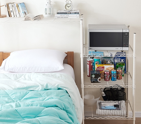 White Dorm Room Furniture with Storage Adjustable Shelving Shelf