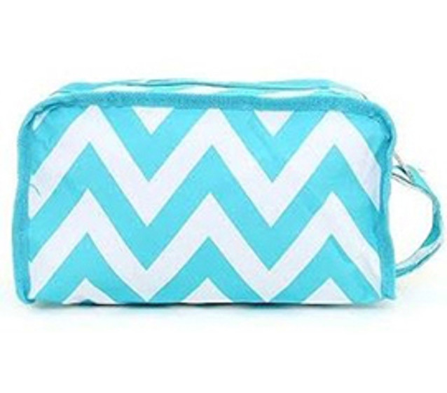 Chevron Aqua Travel Bag - Shower Bag - Dorm Room Supplies