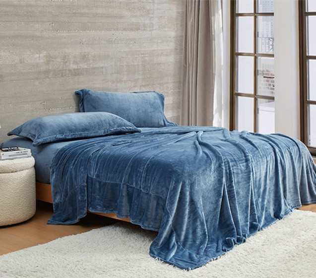 Plush Fleece Dorm Room Bedding Essentials Light Blue Full Sheets College Sheet Set