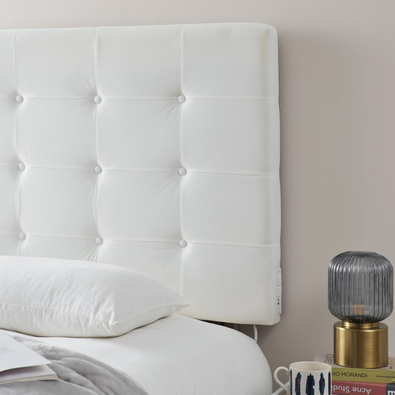 Stylish White Villa Classic College Headboard Tufted Plush Twin XL Dorm Bedding Decor