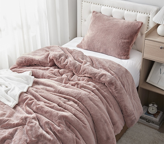 Cozy Mauve Bedding Faux Fur Blanket Must Have Dorm Items Extra Long Twin Comforter Set