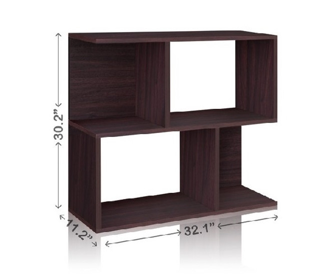 Double Stack Bookshelf Espresso- Way Basics Dorm - Great Bookcase For College