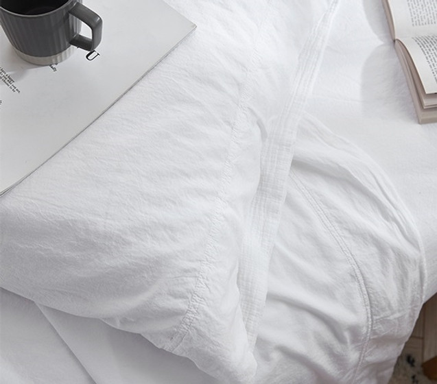 Extra Long Twin Sheet Set Pure Cotton Sheets Neutral White Dorm Bedding for Boys or Girls