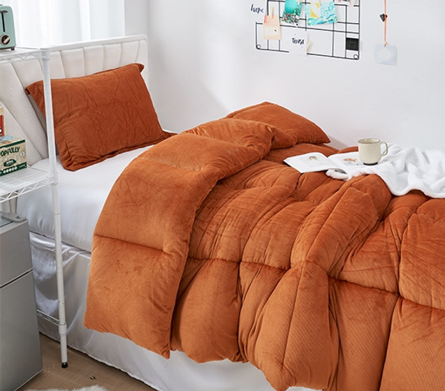 Cozy College Bedding Essentials Extra Long Twin Fleece Comforter Set Orange Dorm Decor