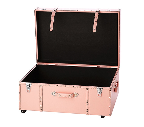 College Apartment Furniture Dorm Storage Ottoman Chest Footlocker with Wheels and Handle Trendy Coffee Table Trunk Footboard for Twin XL Bed