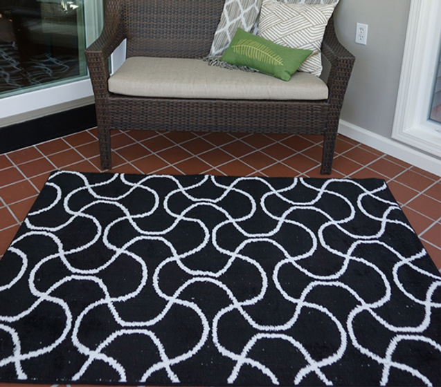 Easy to Match Black and White College Decor Supplies Infinity Soft Dorm Rug Made in America