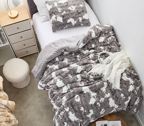 Cozy Plush and Ultra Soft Microfiber Machine Washable Gray Twin Extra Long College Comforter