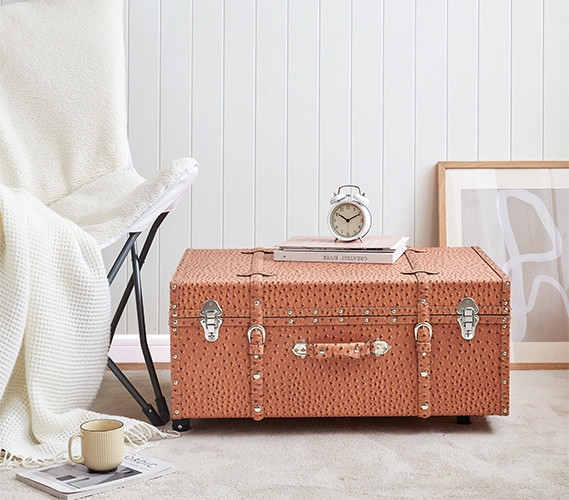 Dorm Room Storage Ideas - Texture Brand Trunk - Rustic Orange