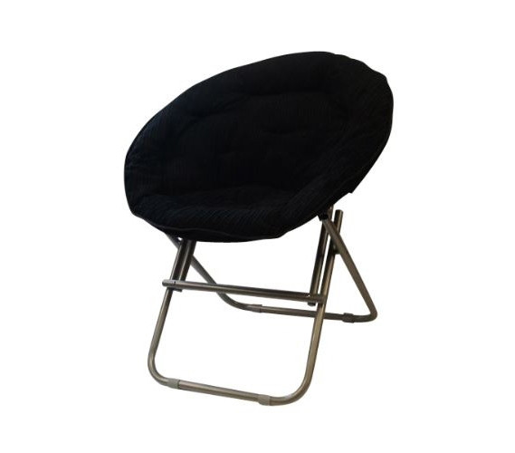 Foldable Dorm Seating - Comfy Corduroy College Moon Chair - Black Dorm Furniture