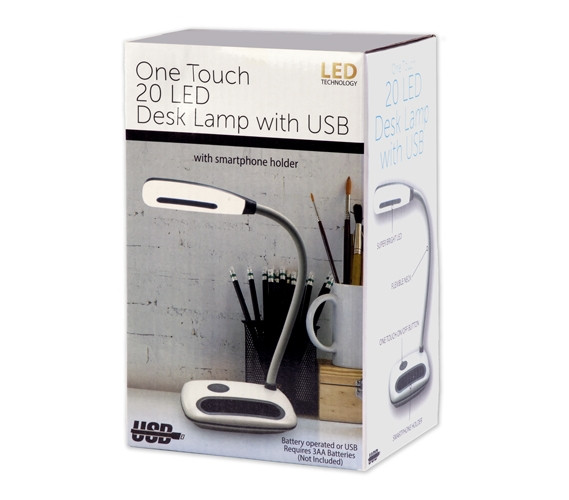 Dorm Room Desk Essentials - One Touch 20 LED Desk Lamp with USB