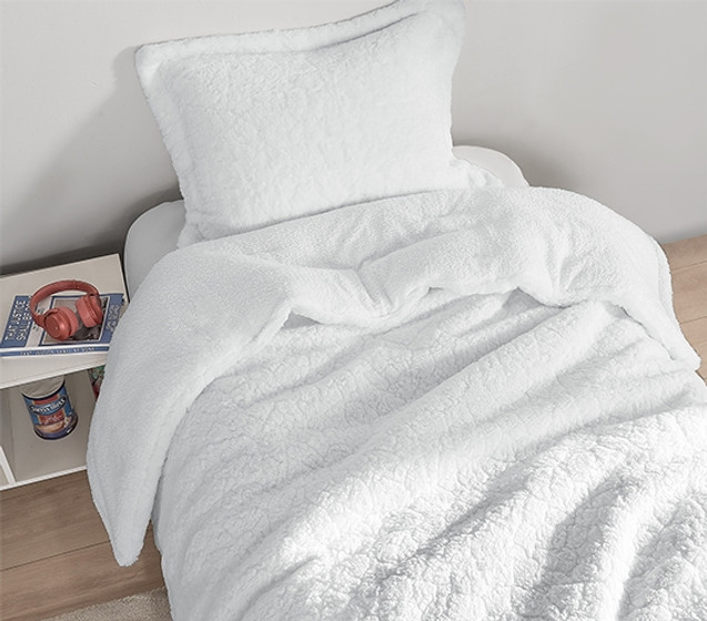 Plush Fluffy Oversized Twin XL Bedding Set Beige  Dorm Comforter Faux Fur Bedspread Girls College Packing List