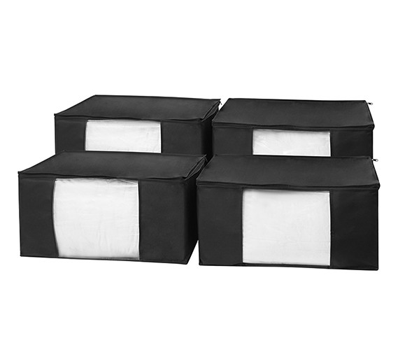 TUSK® Jumbo Storage with Clear View 4-Pack - Black Cheap College