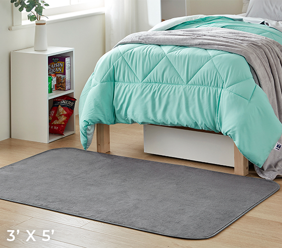 Must Have Dorm Item - Microfiber Dorm Rug - Steele Gray - Keep Floors Soft