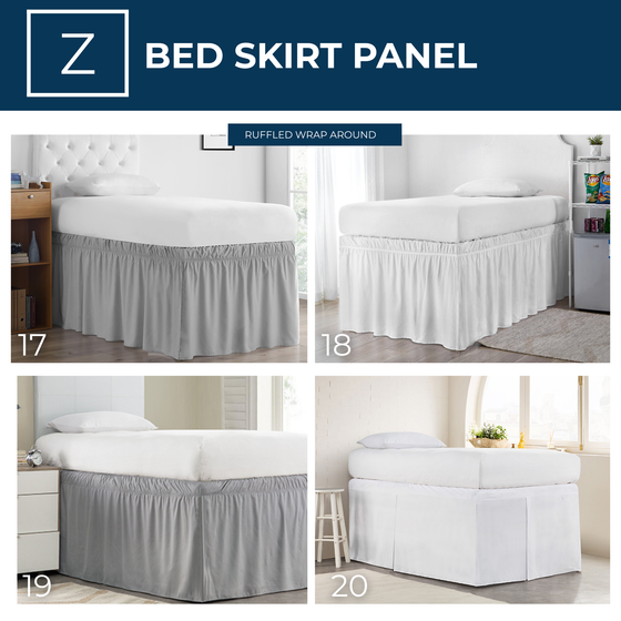 Twin Extra Long Bed Skirt 32 Inch Drop White Dorm Bedding Elastic Bed Skirt With Split Corners