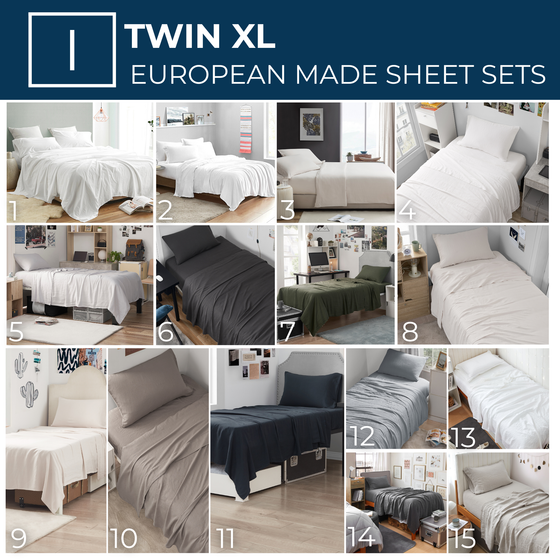 High Quality Dorm Bedding Sheets Made in EU Deep Pocket Twin XL Fitted Sheet Cozy College Apartment Essentials Bundle Kit Package
