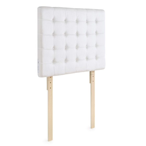 Tavira Allure® College Dorm Outlet Headboard with Legs - Ribbon Tufted - Velvety White