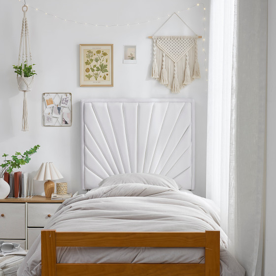 Tavira Allure® College Dorm Outlet Headboard with Legs - Sunrise Panel - Velvety White