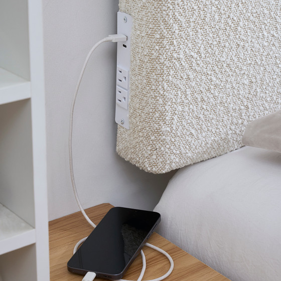 Tavira Allure® - Boucle Dorm Outlet Headboard with Legs - Taupe Cream