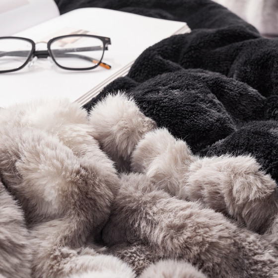 Fluffy Warm Twin Extra Long Comforter Set Oversized Faux Fur Bedding for College Apartment Essentials Checklist for Girls Neutral Dorm Room Decor