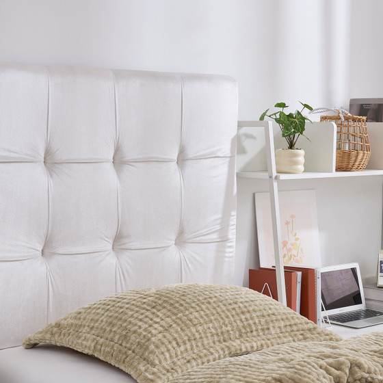 Mo' Classic College Outlet Headboard with Legs - Plush Velvet White