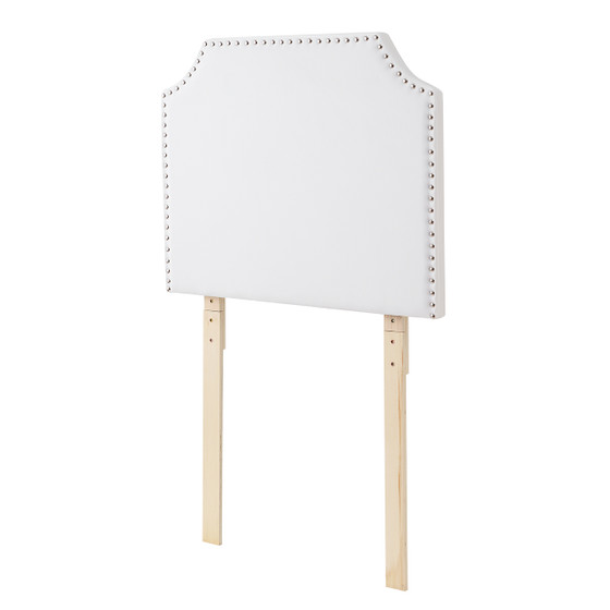 Bevel Tacked Plush Outlet Headboard with Legs - White