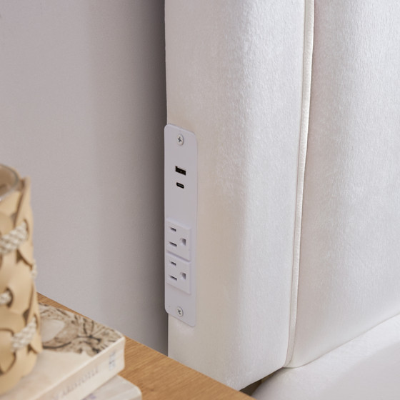 Tavira Allure® College Dorm Outlet Headboard with Legs - Corded - White