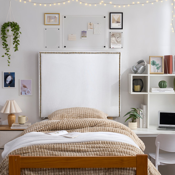 Tavira Allure® College Dorm Outlet Headboard with Legs - Rivet Frame - White