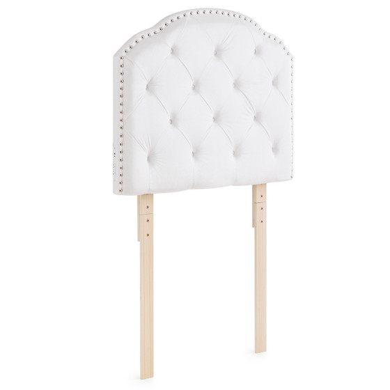 Tavira Allure® College Dorm Outlet Headboard with Legs - Bevel Tufted Rivet - White