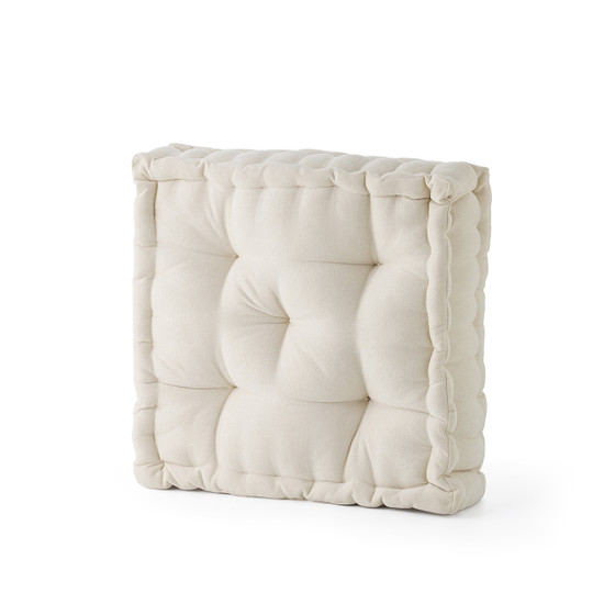 Tufted Floor Pillow Thick Oversized Pouf Square Cushion Beige Boho Dorm Room Essentials Neutral College Apartment Decor Ideas